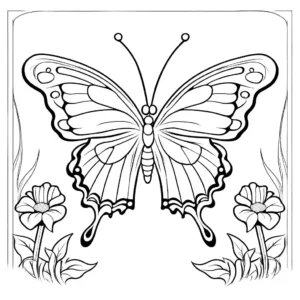 Delicate Butterfly with spread wings in nature coloring page
