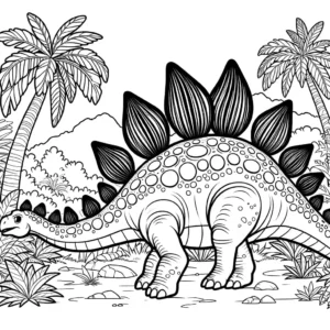 Stegosaurus Dinosaur Coloring Page in Jungle coloring page
