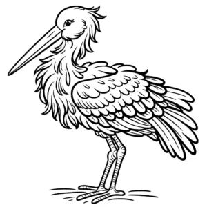 Stork bird outline coloring page