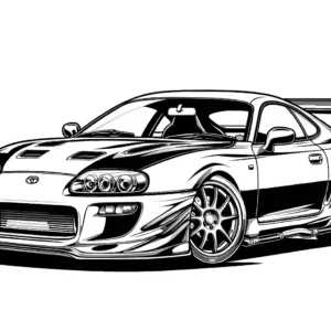 Toyota Supra MK4 car outline for coloring page