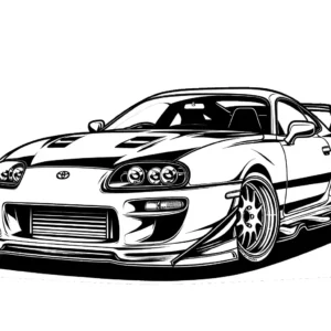 Toyota Supra MK4 coloring sheet with outline of car coloring page