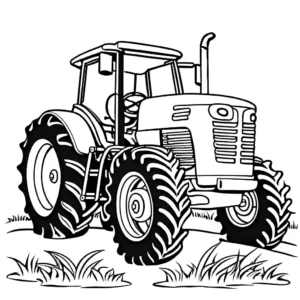 Cartoon illustration of a tractor coloring page