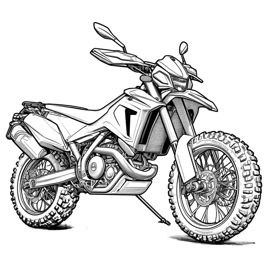 Adventure motorcycle drawing for coloring book coloring page