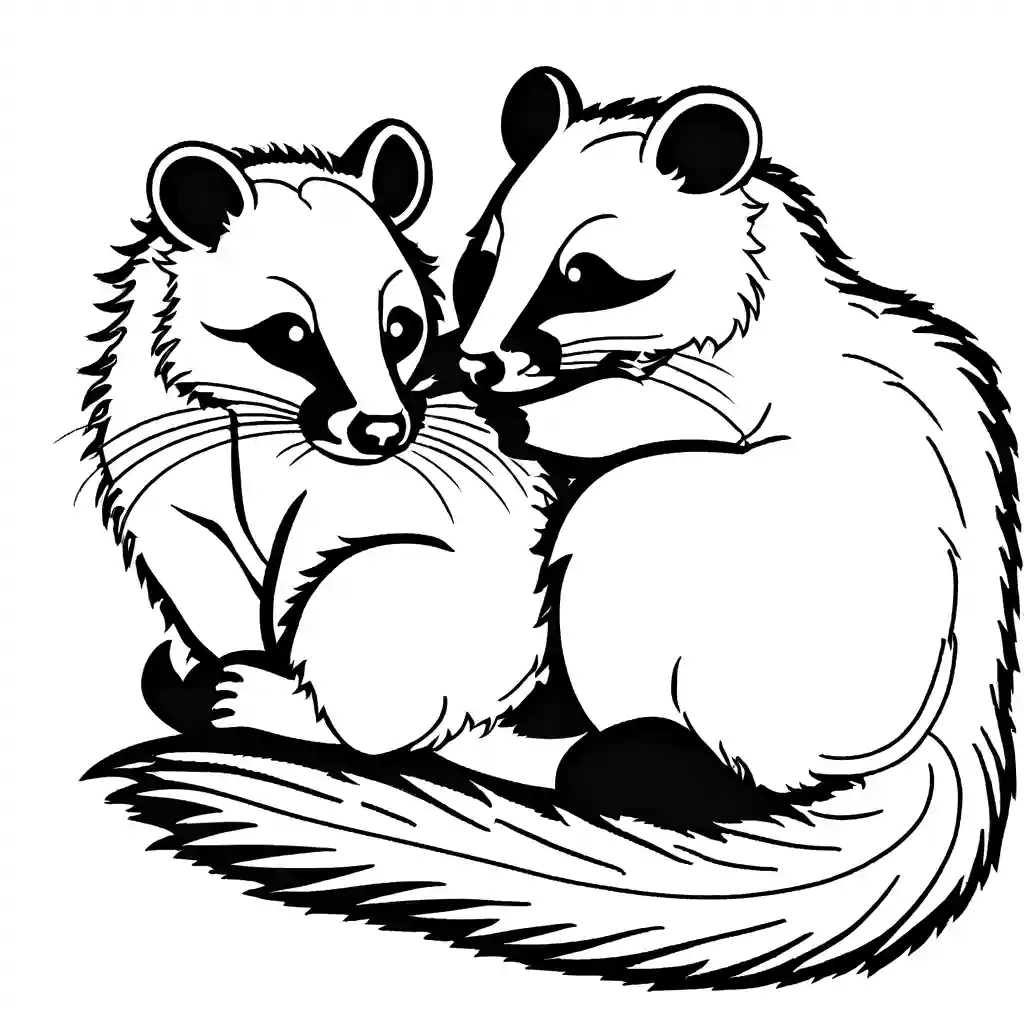 Cuddling Civets Coloring Page