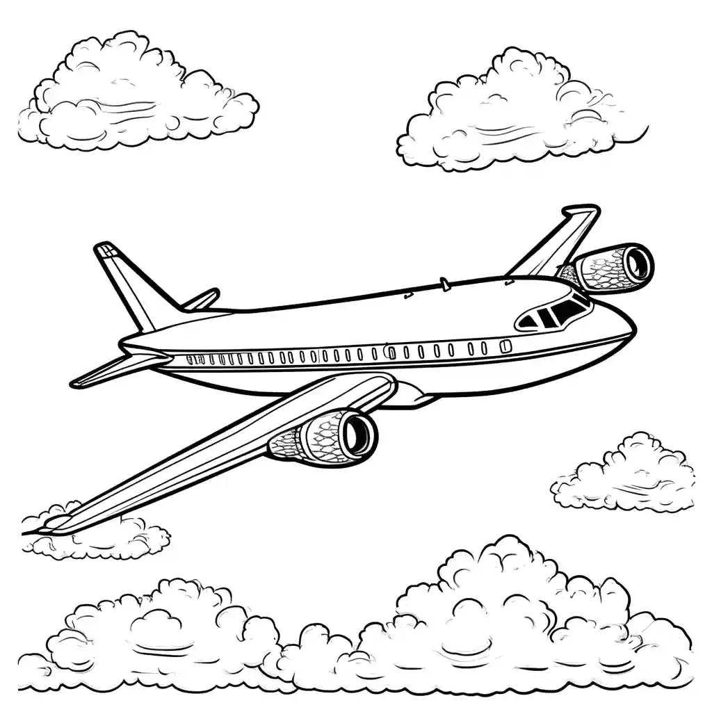 airplane flying in the sky coloring page