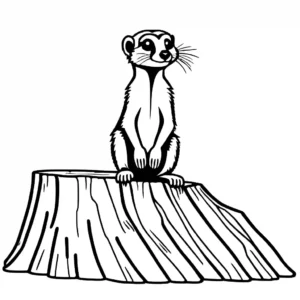 Meerkat keeping lookout on tree stump coloring page