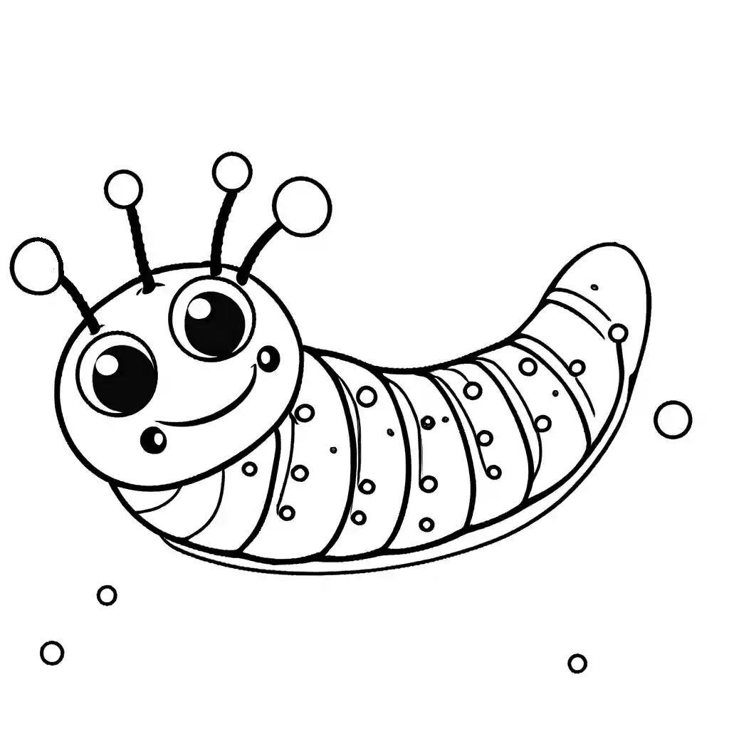 Cute baby caterpillar with a dotted pattern and tiny antennae coloring page
