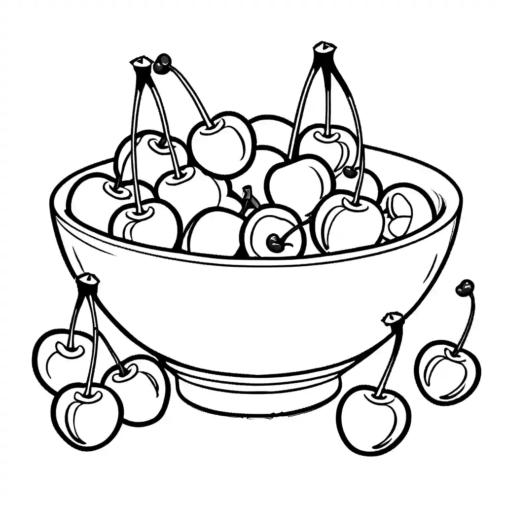 Bowl of Cherries Coloring Page