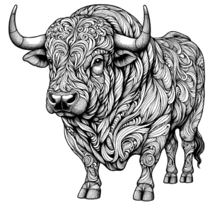 Mandala Bull Line Art coloring page