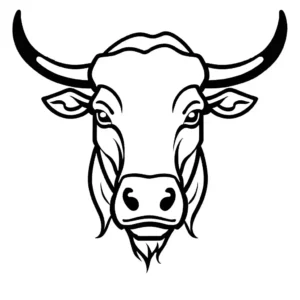 Bull coloring page with horns coloring page
