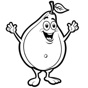 Cartoon pear character with open arms for coloring fun coloring page