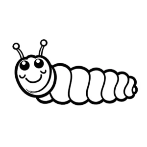 Simple line drawing of a cheerful caterpillar with a zigzag pattern on its body coloring page