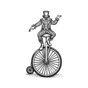 Circus unicycle line drawing coloring page for kids coloring page