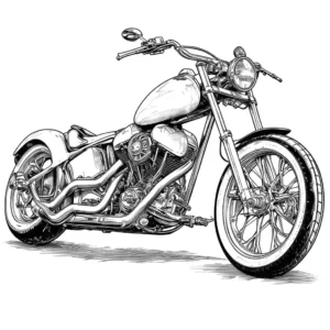 Classic chopper motorcycle outline for coloring activity coloring page