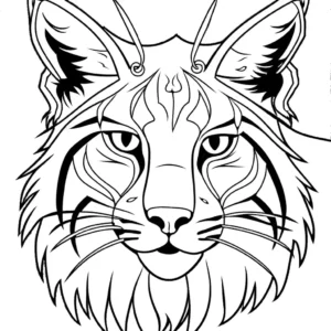 Lynx with piercing eyes and ear tufts coloring page