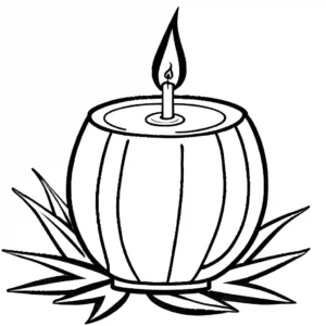 Coconut Candle with Lit Wick coloring page