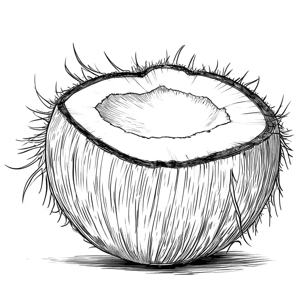Coconut black and white drawing for kids coloring activity coloring page