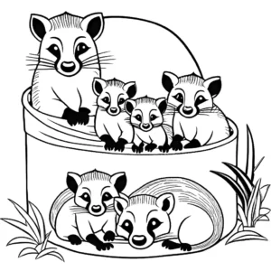 Family of Civets Coloring Page
