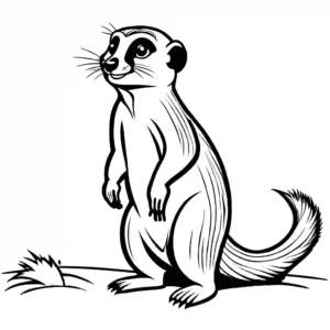 Curious Meerkat standing on hind legs coloring page