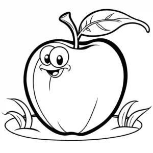 Line art of a cuteapple, perfect for coloring activities. coloring page