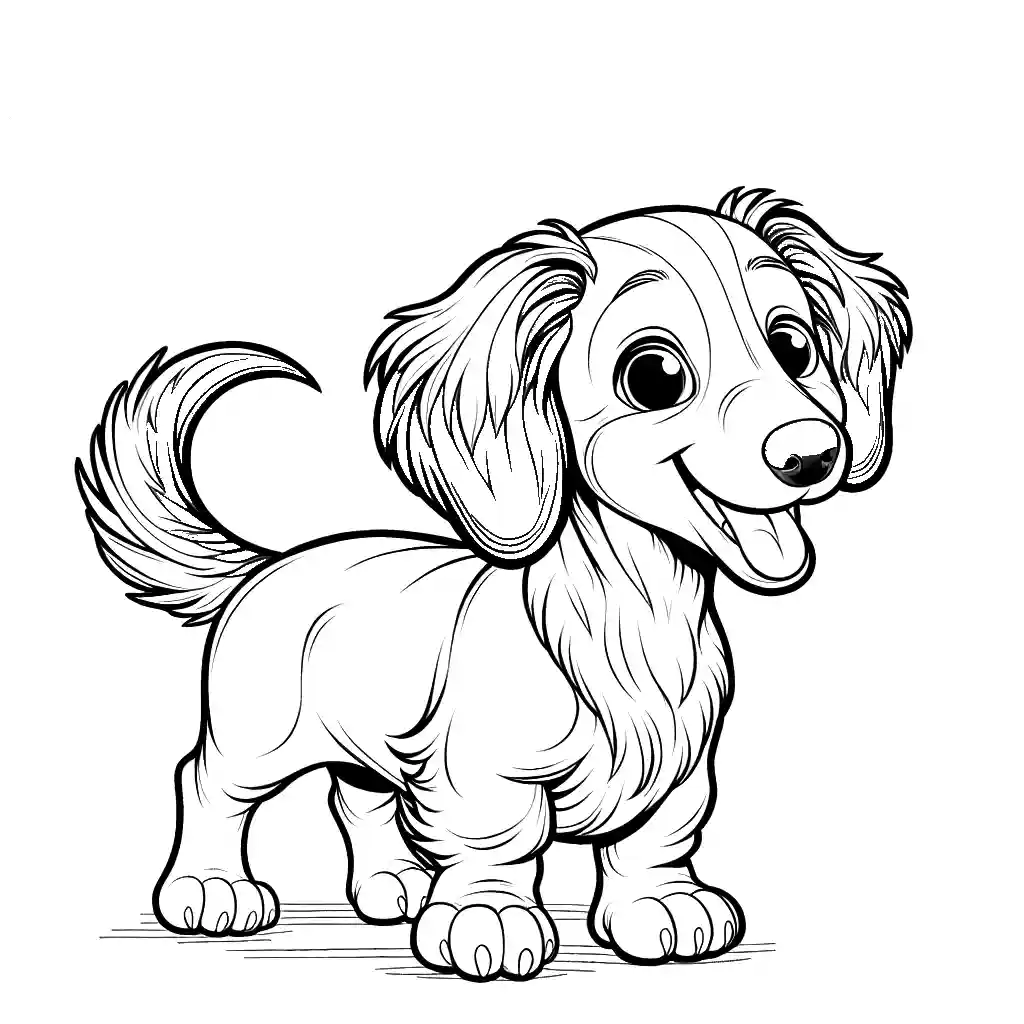 Cute Dachshund dog coloring page for kids coloring page