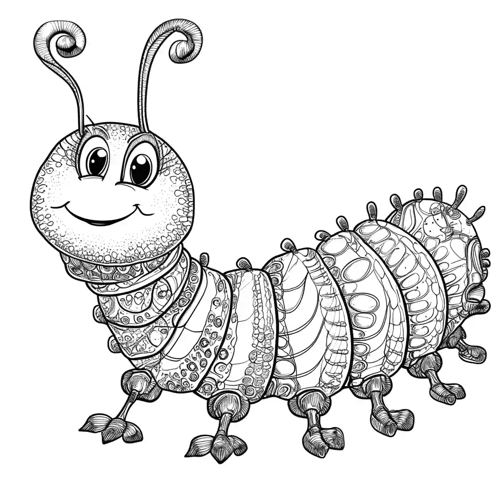 Detailed Caterpillar with Diverse Patterns for Coloring coloring page