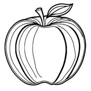An apple outline with texture lines, designed for coloring. coloring page