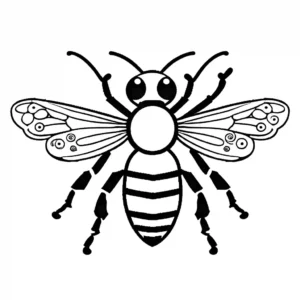 Bee coloring page with intricate wing patterns and body stripes coloring page