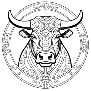 Intricate Bull coloring page