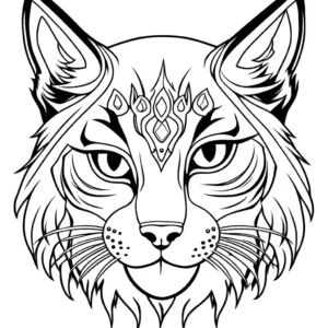 Lynx face with intense gaze coloring page