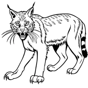 Bobcat carrying its prey with determined look coloring page