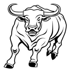 Bull coloring page in action coloring page