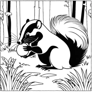 Skunk coloring page in the forest coloring page
