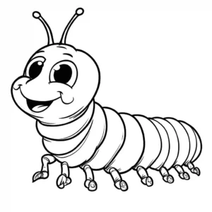 Friendly Smiling Caterpillar Outline for Coloring coloring page