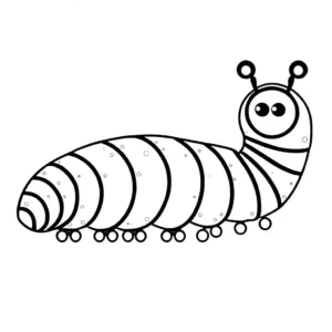 Caterpillar with geometric shapes and lines for coloring page