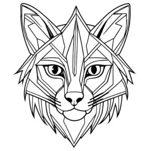 Stylized lynx coloring page with geometric patterns coloring page
