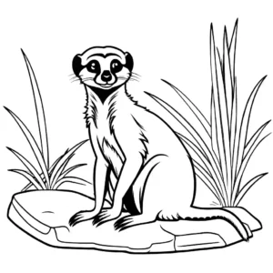 Meerkat grooming its fur coloring page