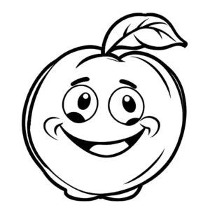 Peach emoji with a happy expression coloring page
