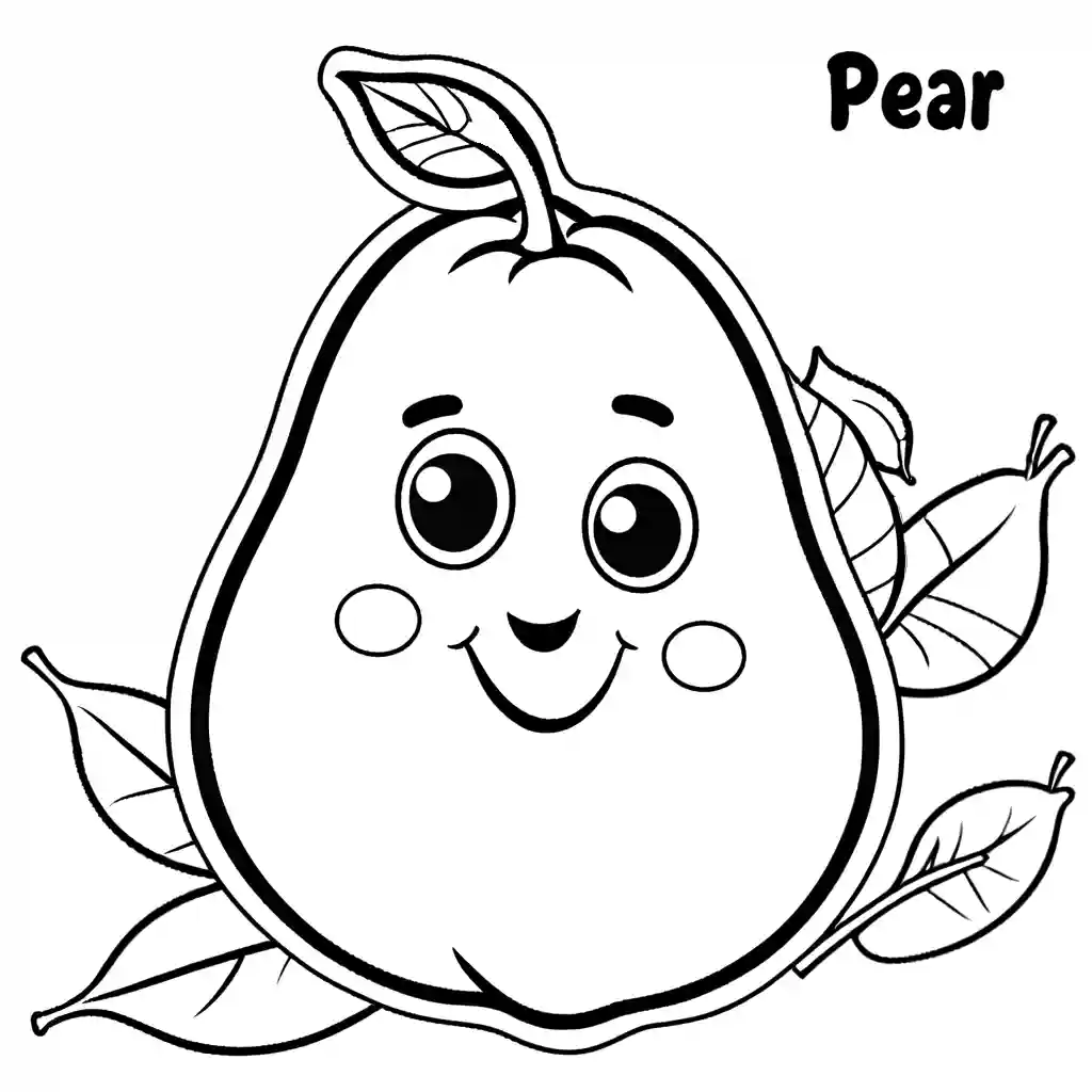 Cute pear with 'I love pears' text, delightful coloring activity coloring page