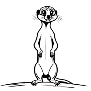 Meerkat standing with inquisitive expression coloring page