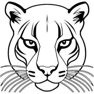 Close-up of a puma's face coloring page