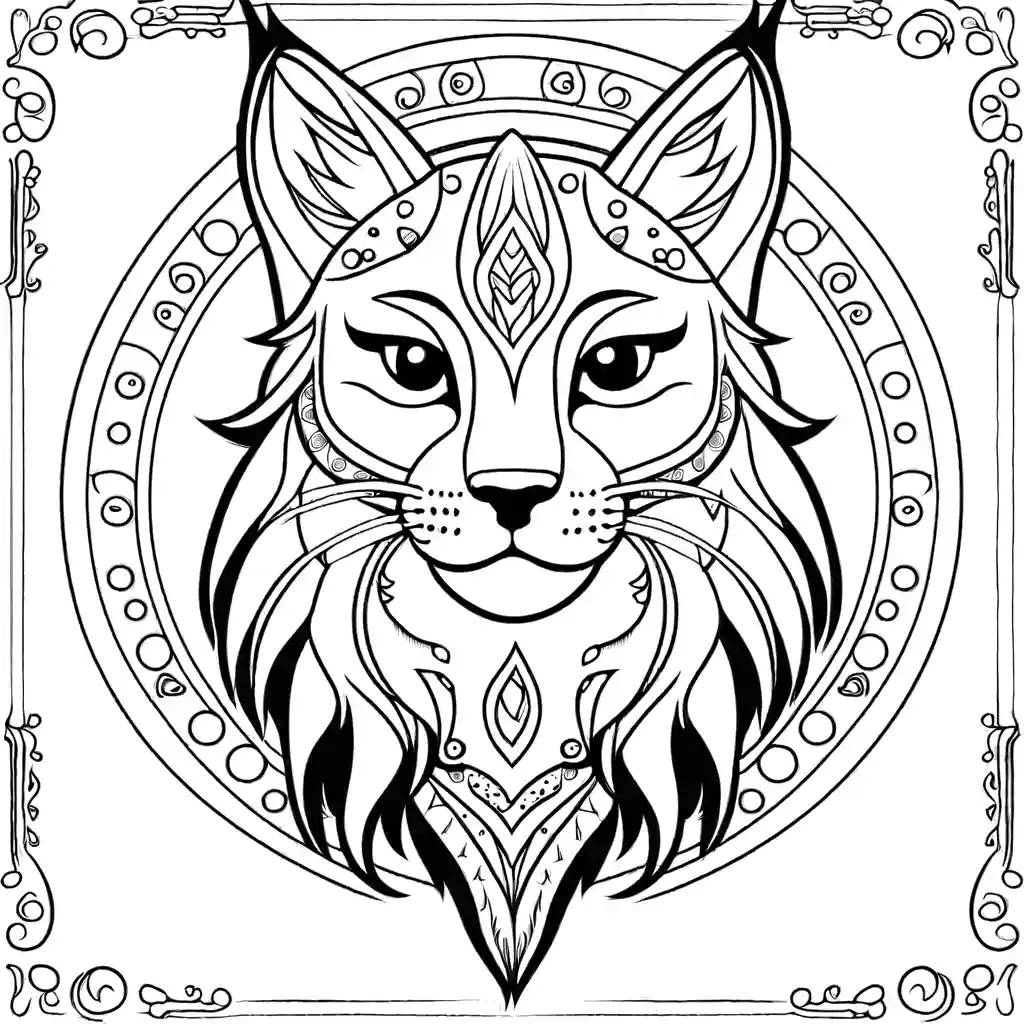 Cute lynx with detailed fur patterns coloring page