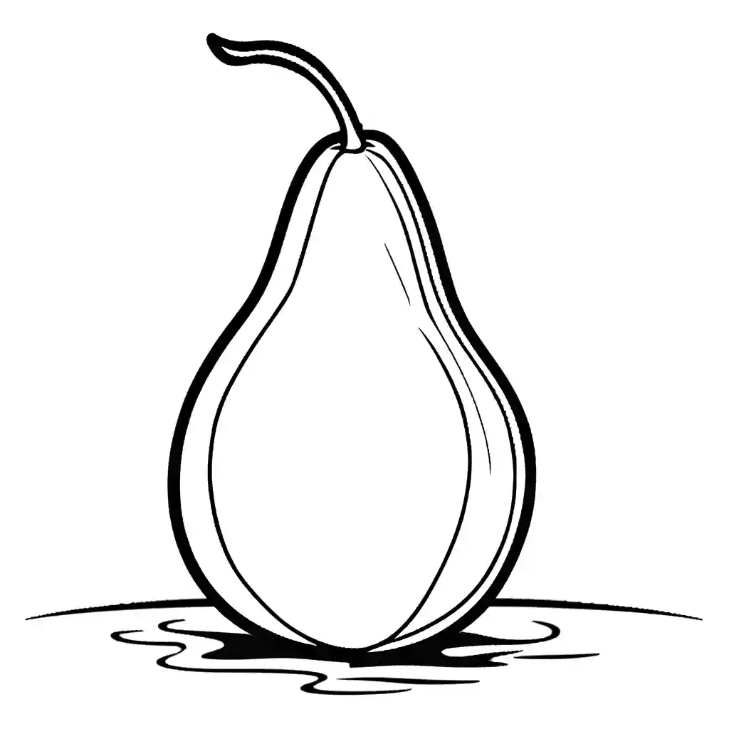 Simple design of a large pear for coloring and decorating coloring page