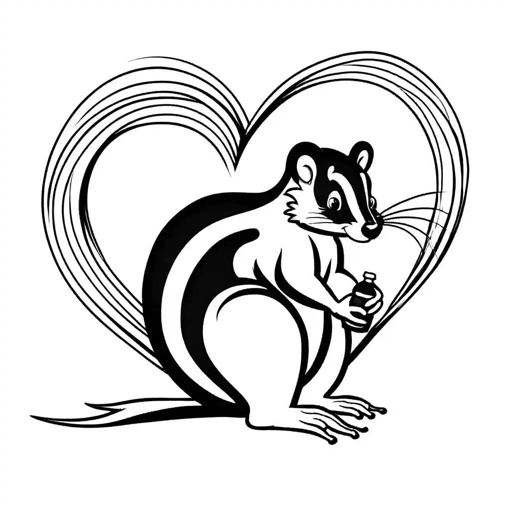 Skunk coloring page spraying heart coloring page