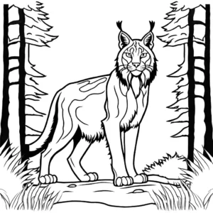 Majestic Lynx in natural habitat coloring page