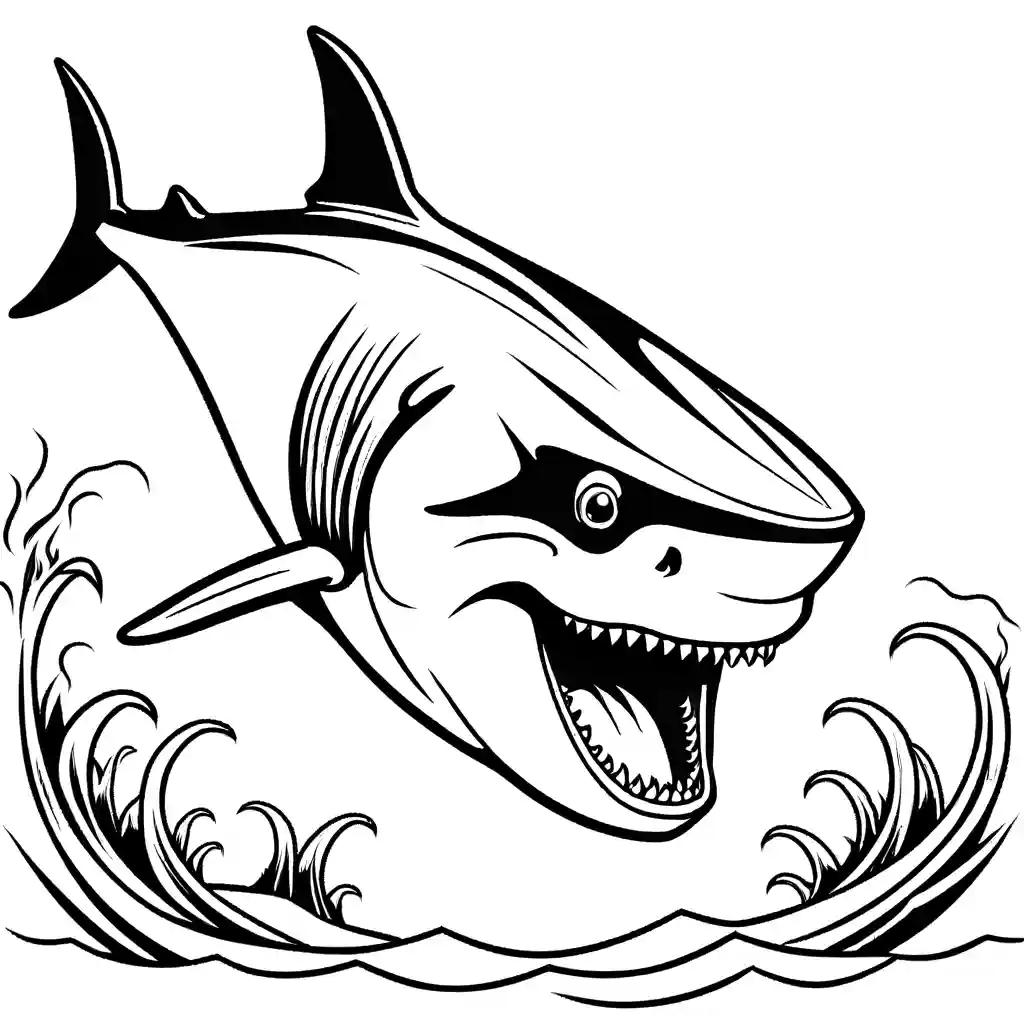 Megalodon with open mouth for coloring page