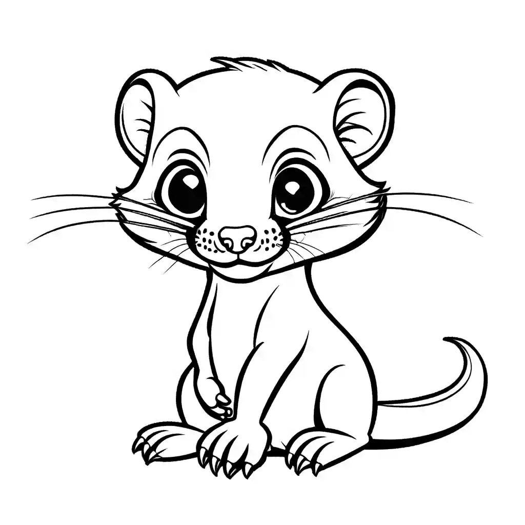 Adorable weasel with a nut in its mouth coloring page