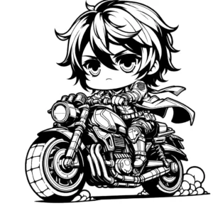 Motorcycle with rider - printable coloring page