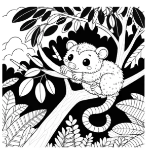 Cute Opossum Coloring Page