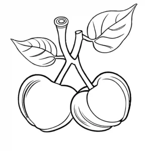 Two cherries connected by stem coloring page